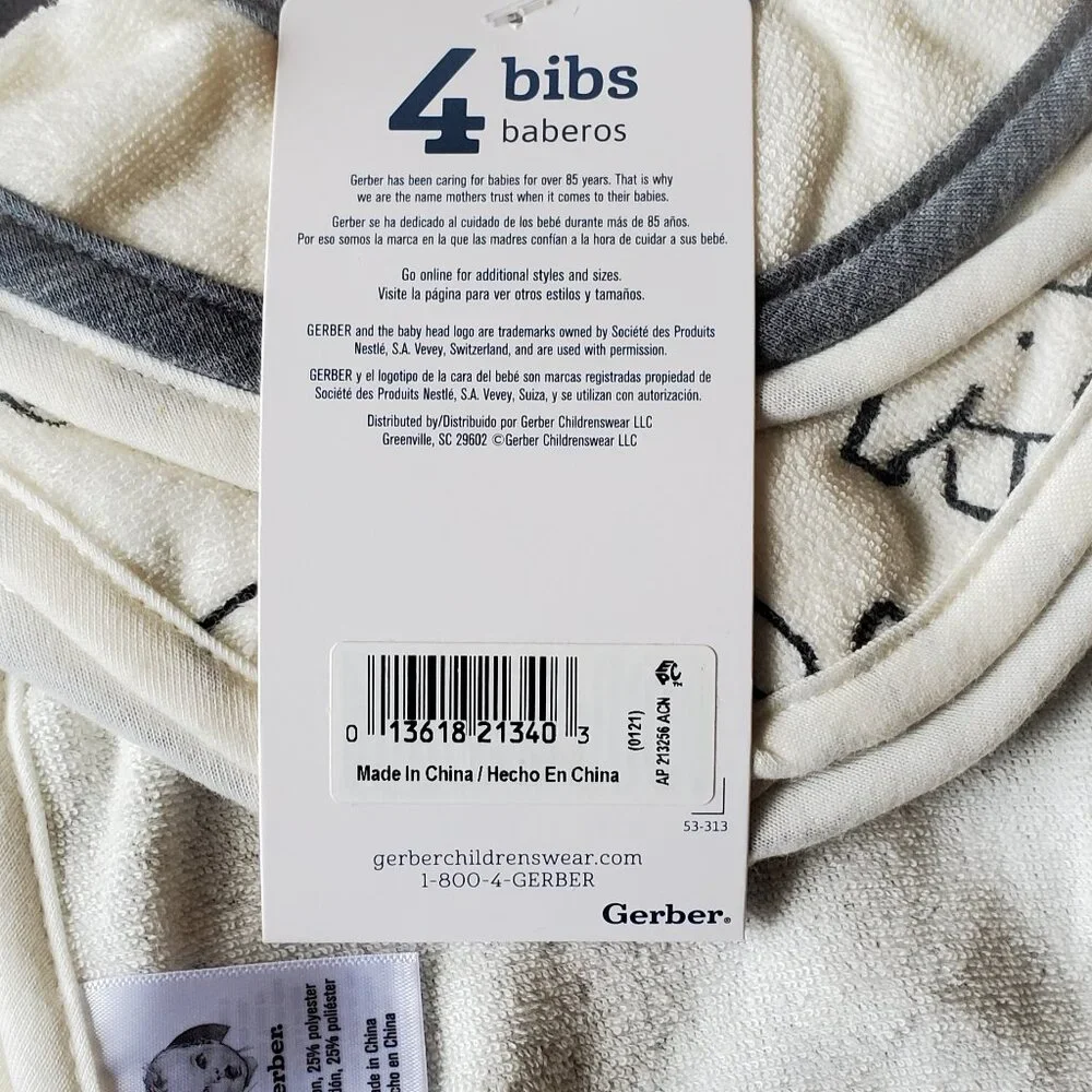 Baby Boys Bear Bibs 4-Pack by Gerber